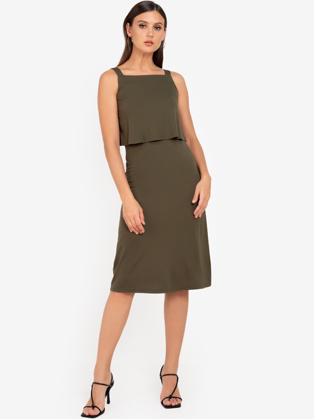 

ZALORA WORK Green Nursing Layered A-Line Dress