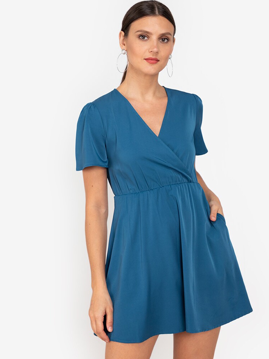 

ZALORA WORK Green Wrap Mini Dress