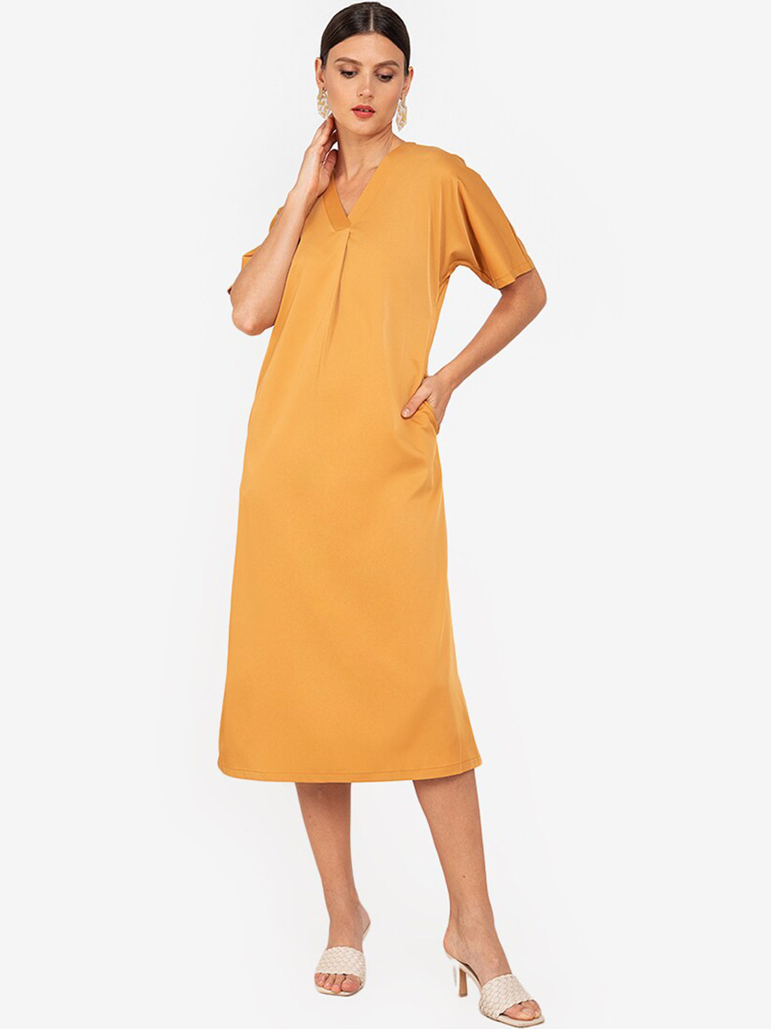 

ZALORA WORK Women Yellow Solid A-Line Dress