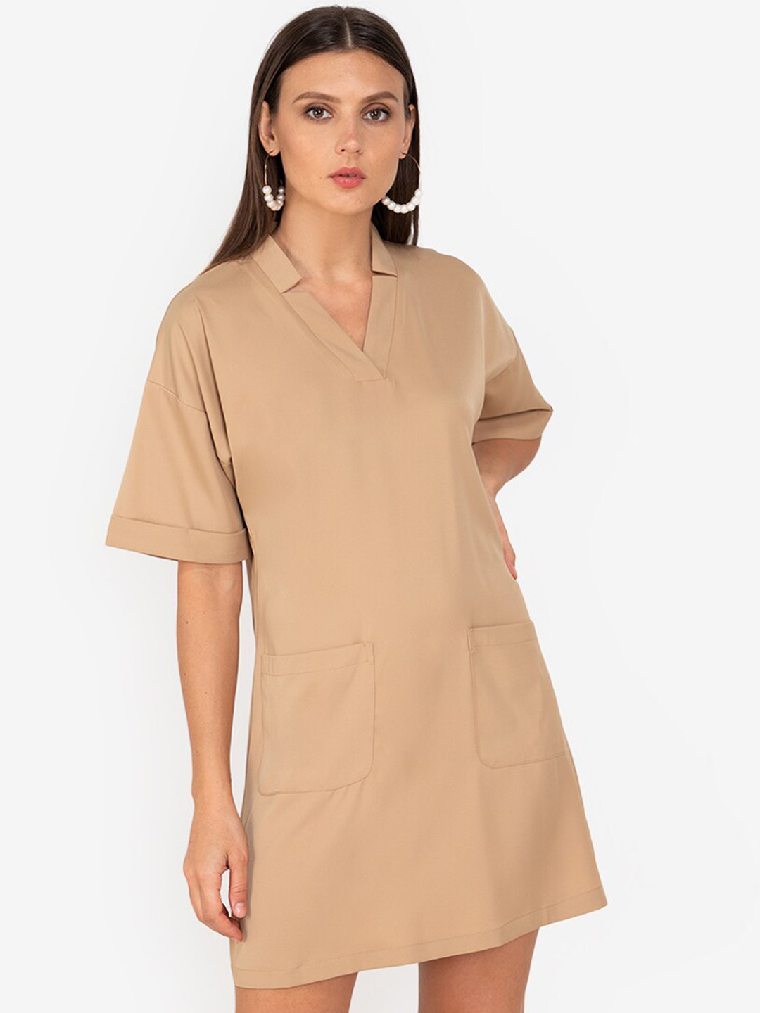 

ZALORA WORK Beige A-Line Midi Dress