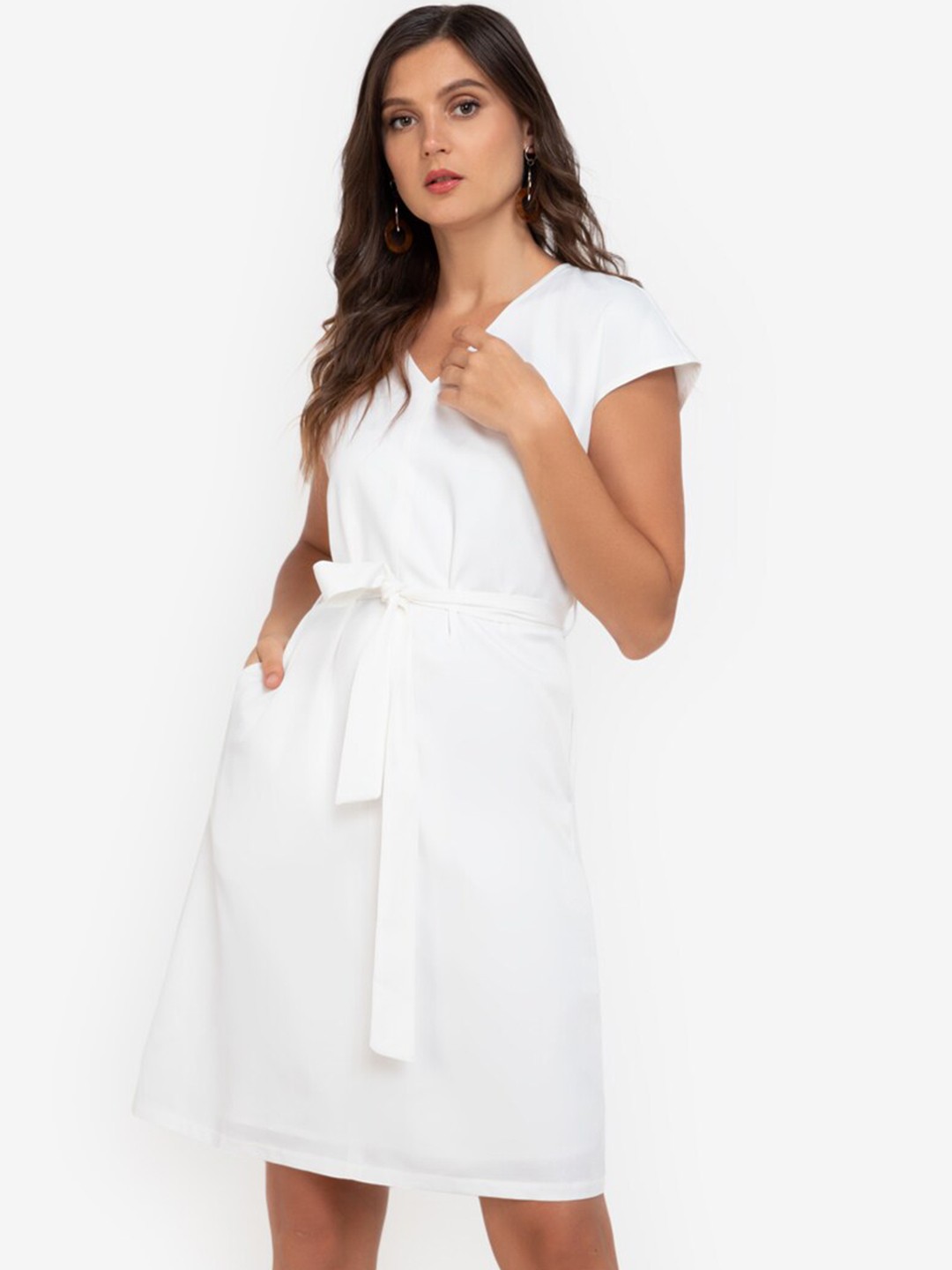 

ZALORA WORK White Solid Dress