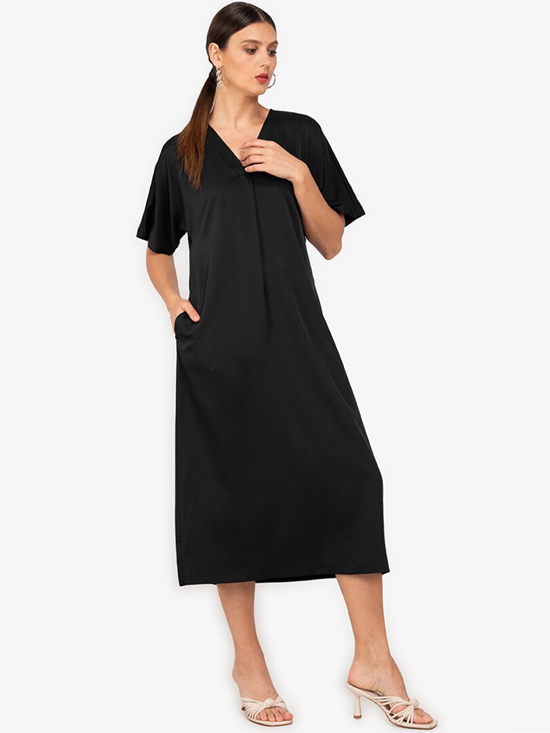 

ZALORA WORK Women Black Solid A-Line Dress