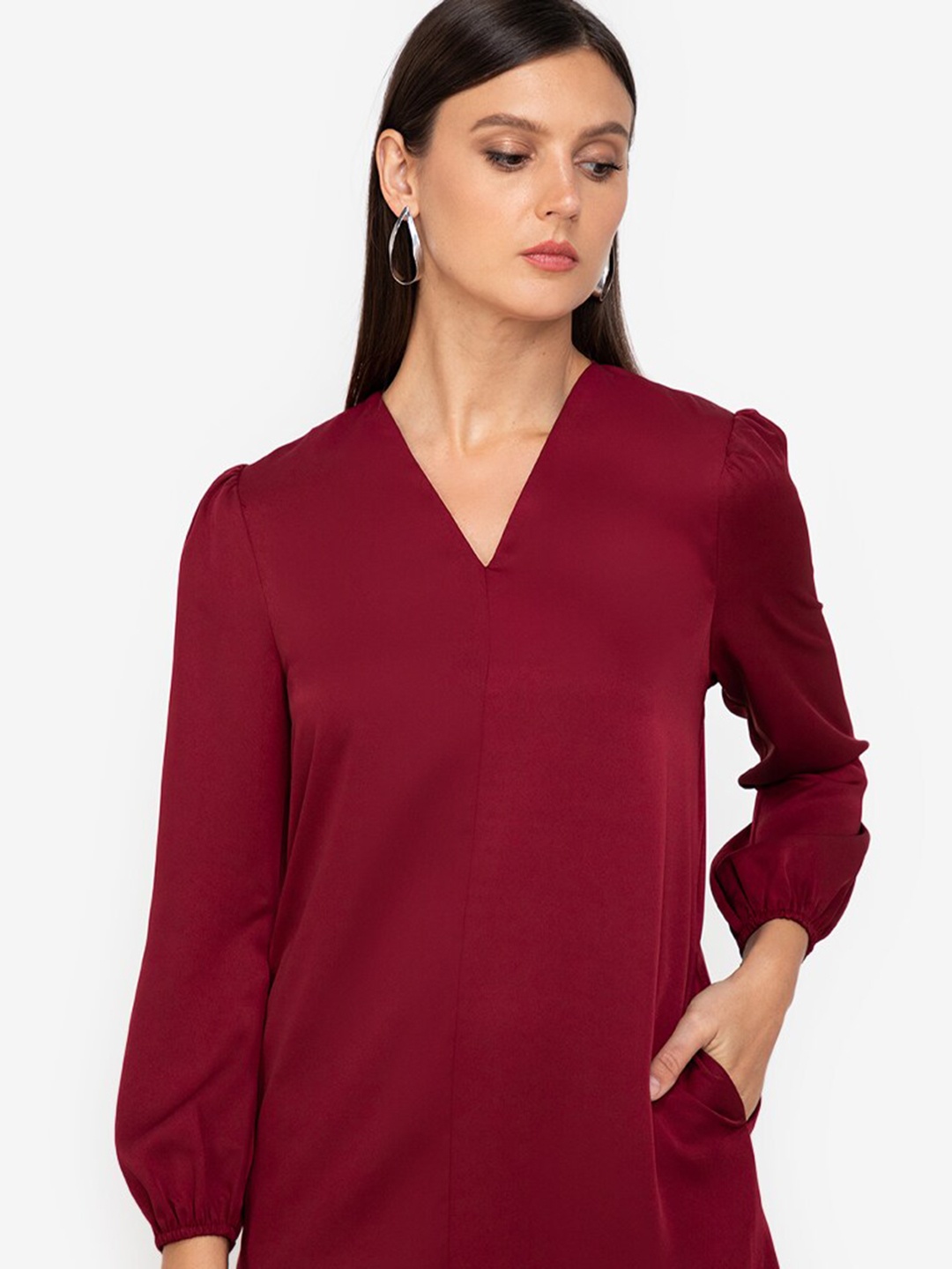 

ZALORA WORK Red Solid Sheath Mini Dress