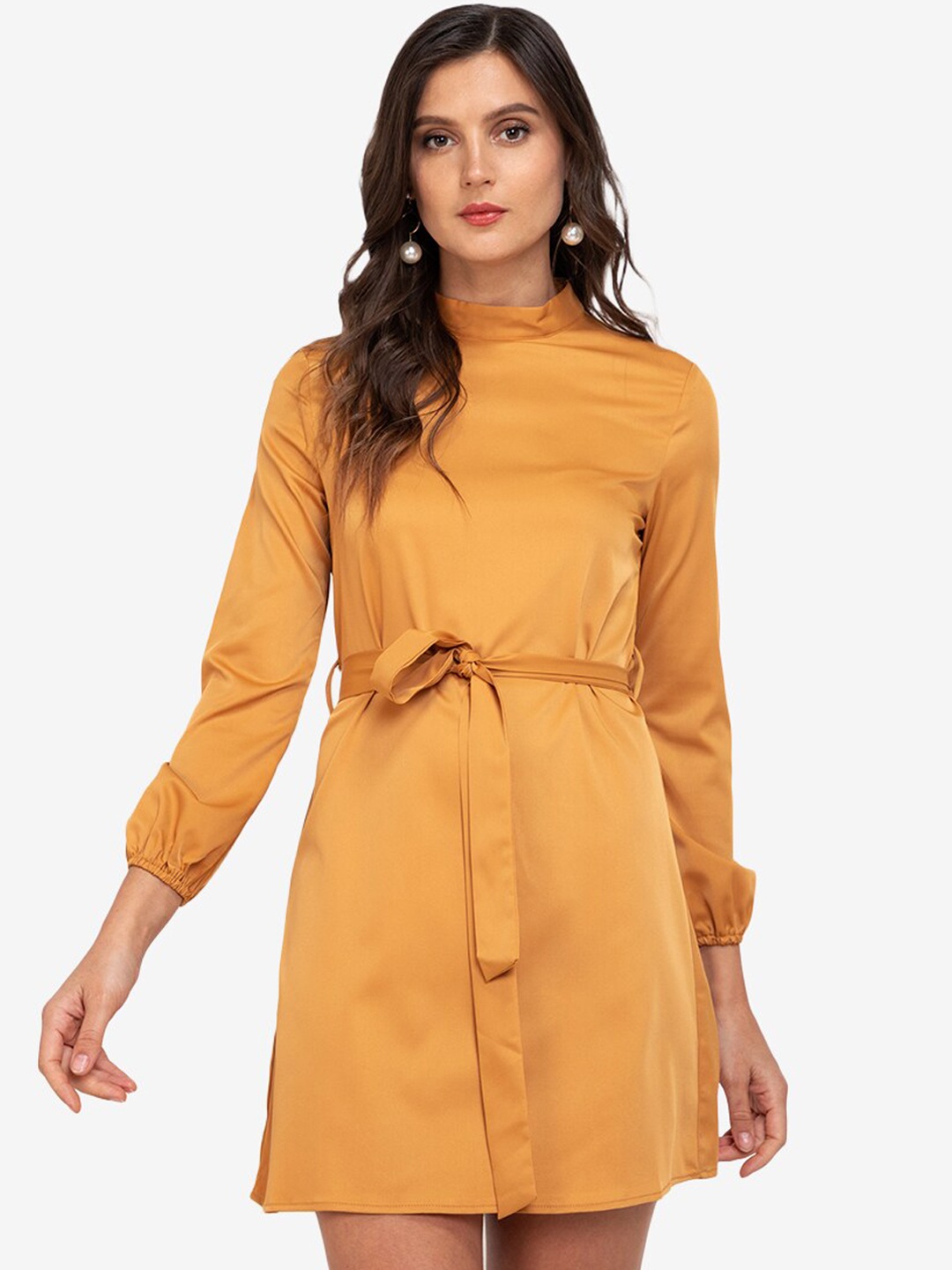 

ZALORA WORK Yellow Solid A-Line Mini Dress