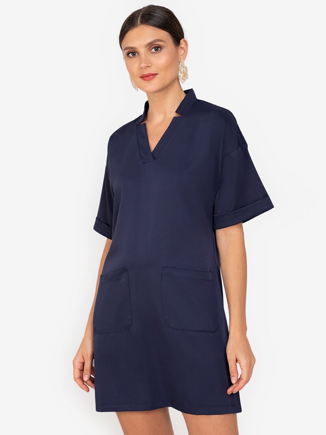 

ZALORA WORK Women Navy Blue A-Line Mini Dress