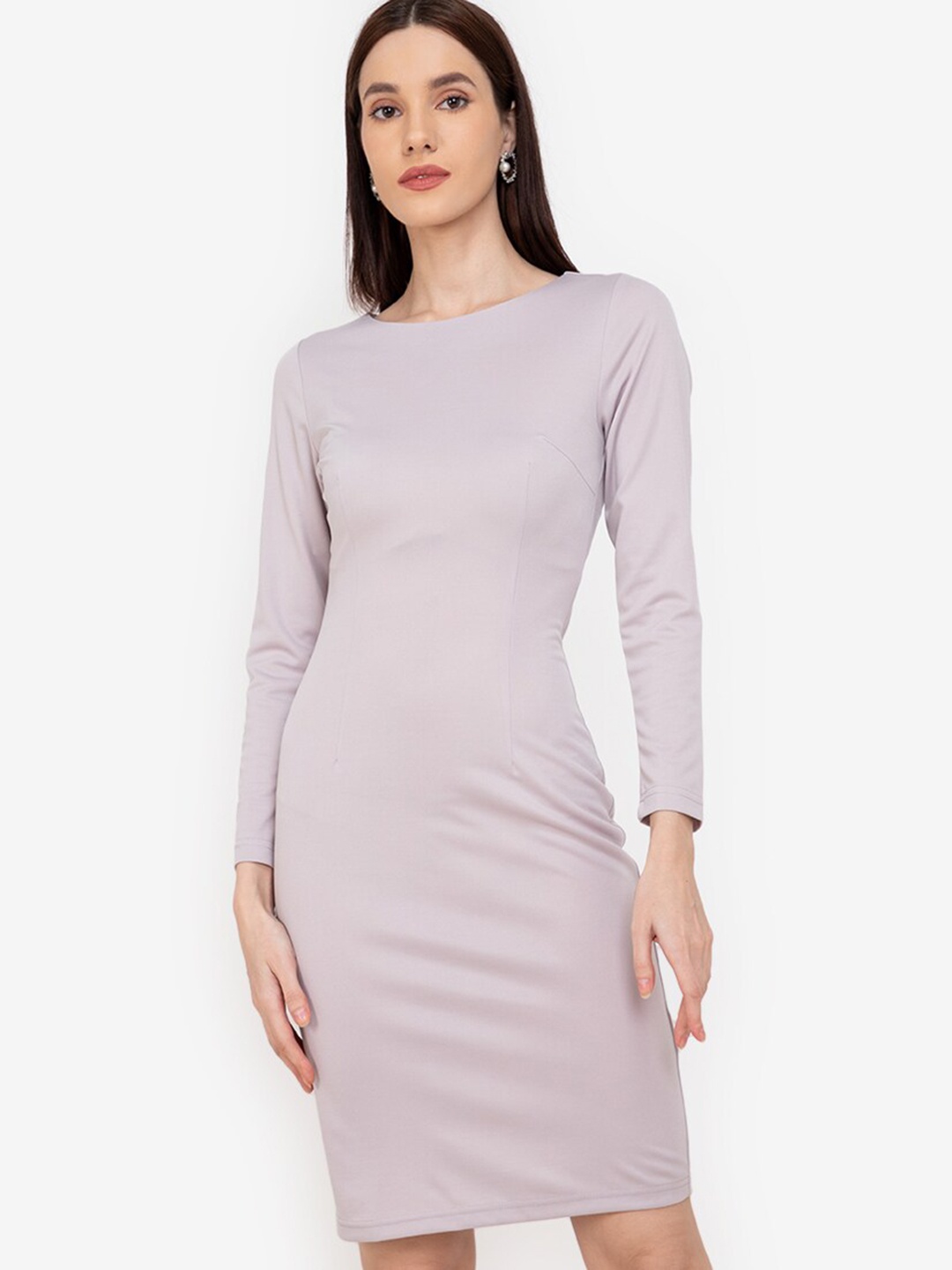 

ZALORA WORK Women Grey Solid Bodycon Dress