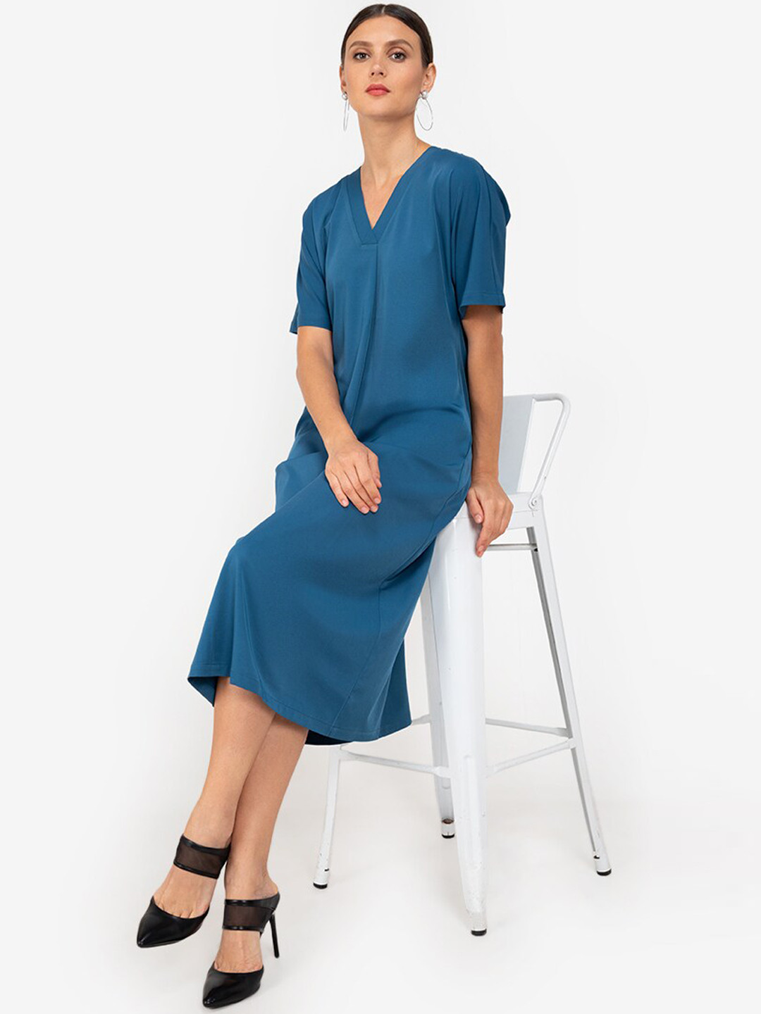 

ZALORA WORK Women Teal Solid A-Line Dress