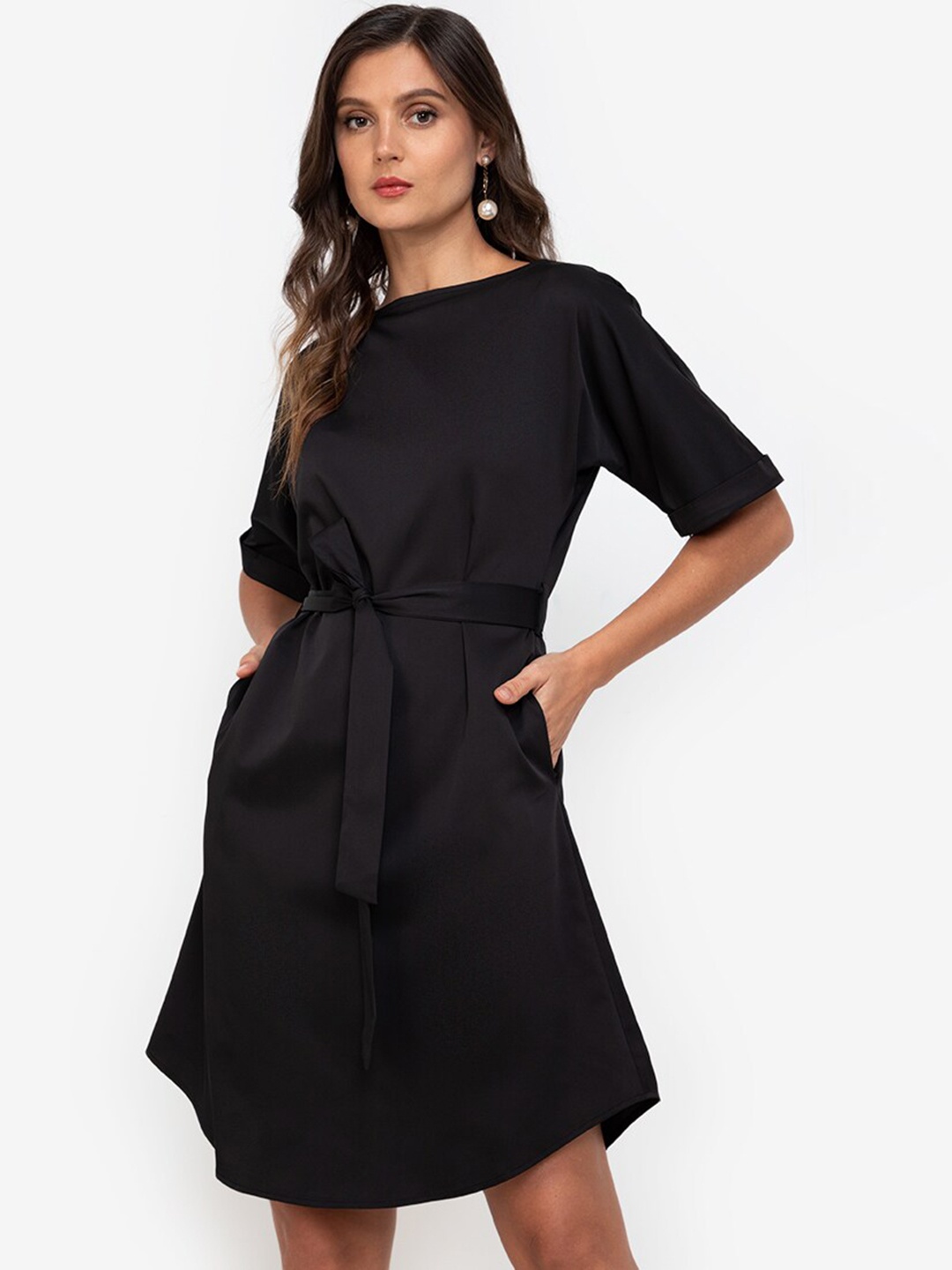 

ZALORA WORK Black Fit & Flare Midi Dress