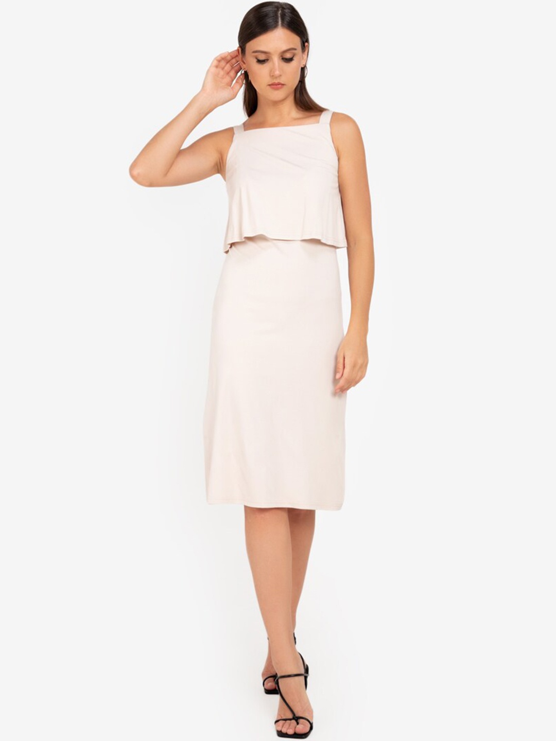 

ZALORA WORK Beige Nursing Layered A-Line Dress