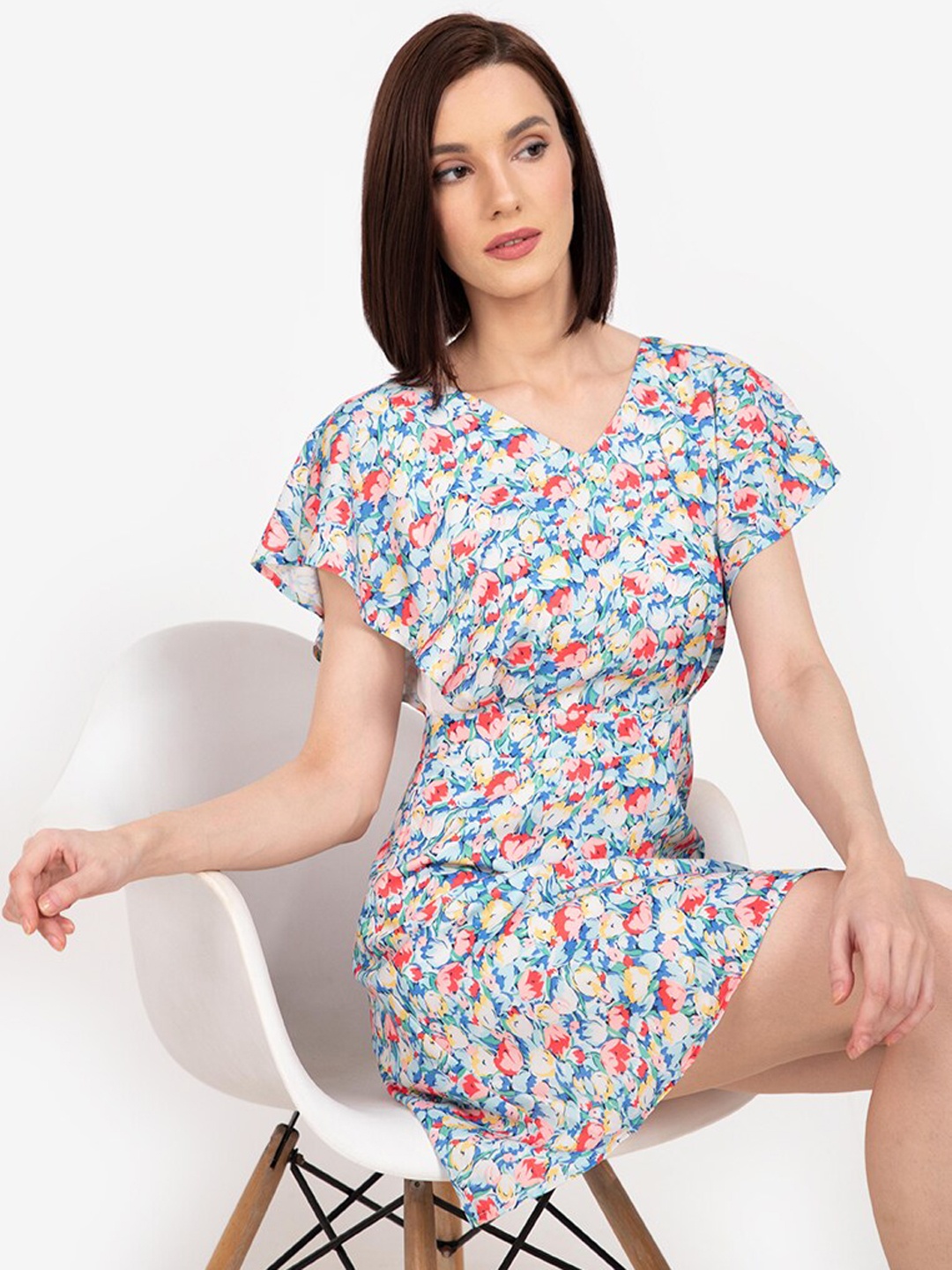 

ZALORA WORK Women Multicoloured Floral Mini Dress, Multi