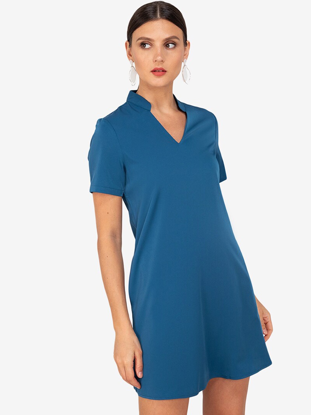 

ZALORA WORK Women Blue Solid A-Line Mini Dress