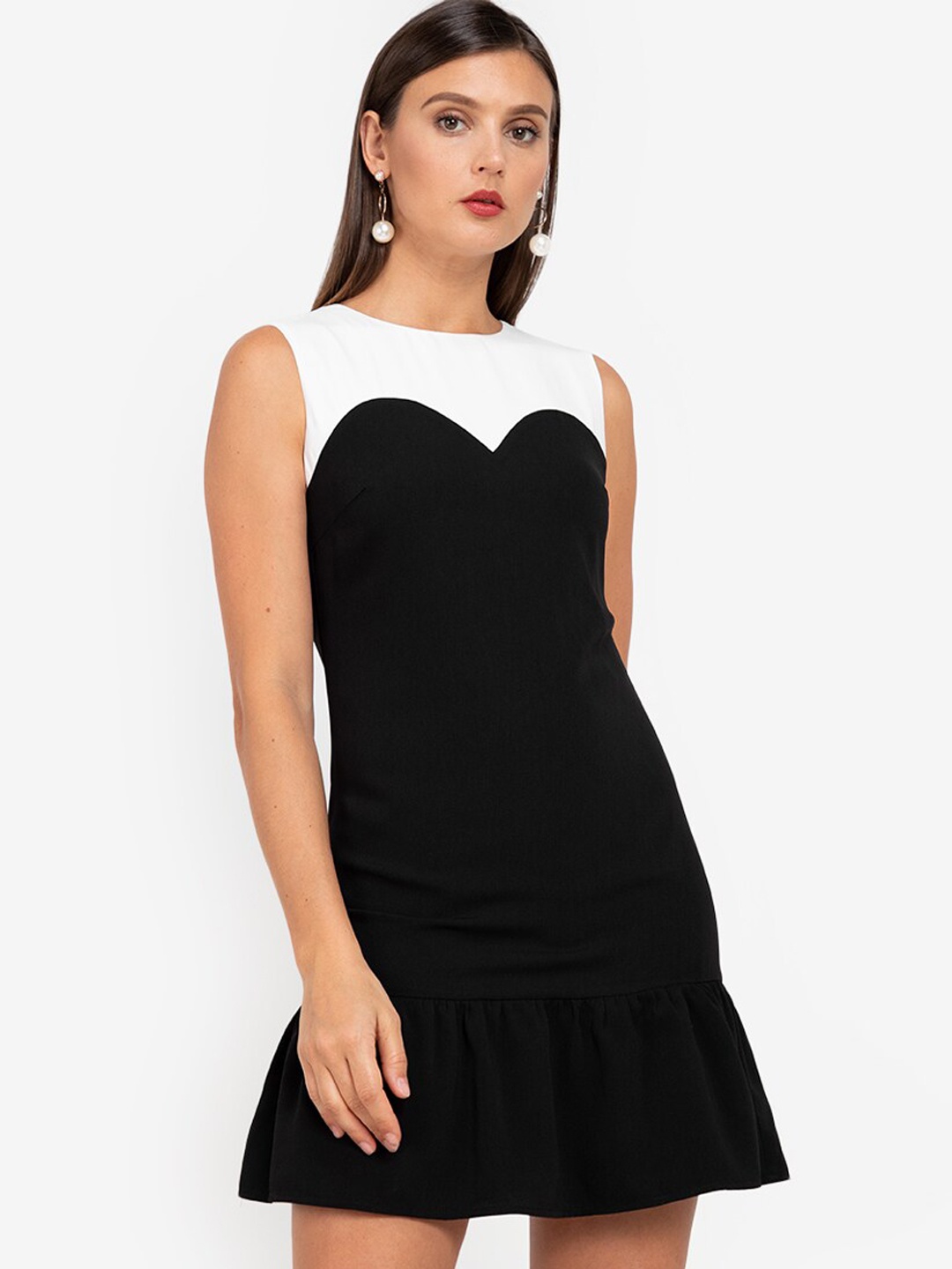 

ZALORA WORK Black & White A-Line Mini Dress