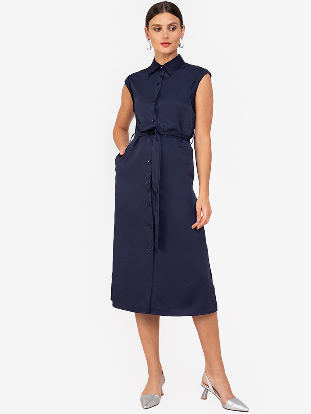 

ZALORA WORK Navy Blue Shirt Dress