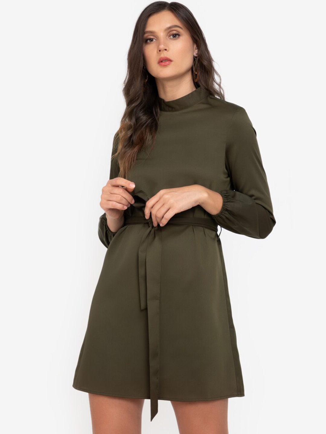 

ZALORA WORK Green High Neck Mini Dress