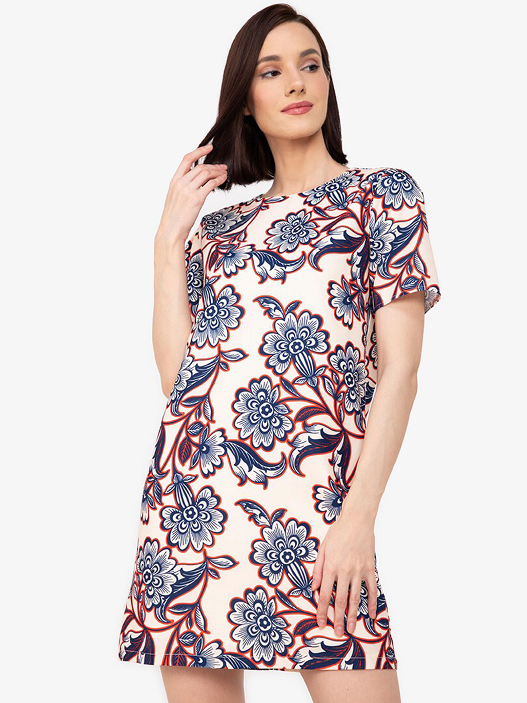 

ZALORA WORK White & Blue Floral Sheath Mini Dress