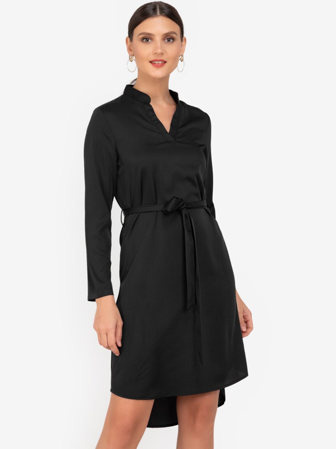

ZALORA WORK Black Solid A-Line Midi Dress