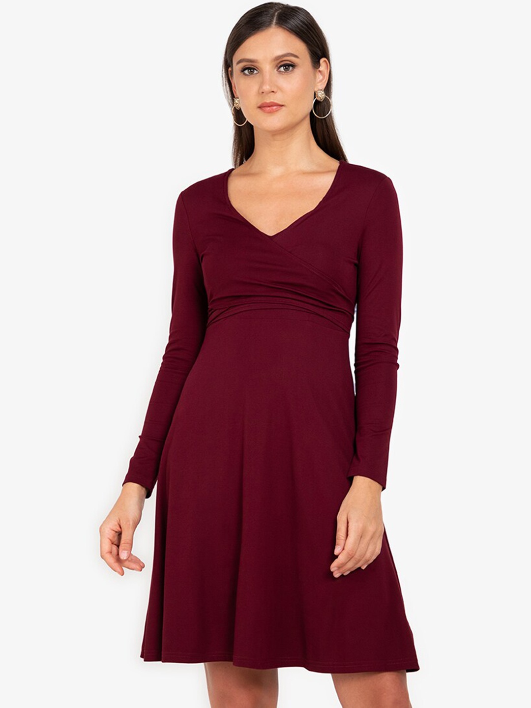 

ZALORA WORK Maroon Maternity Wrap Around Dress