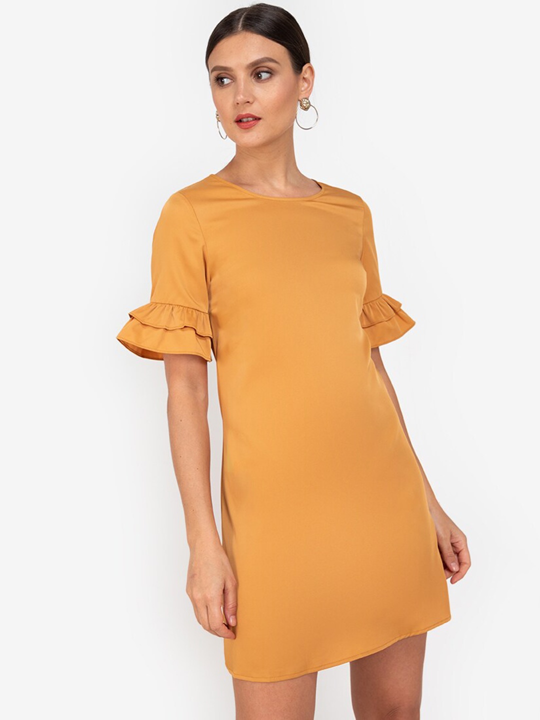 

ZALORA WORK Yellow Solid Sheath Midi Dress
