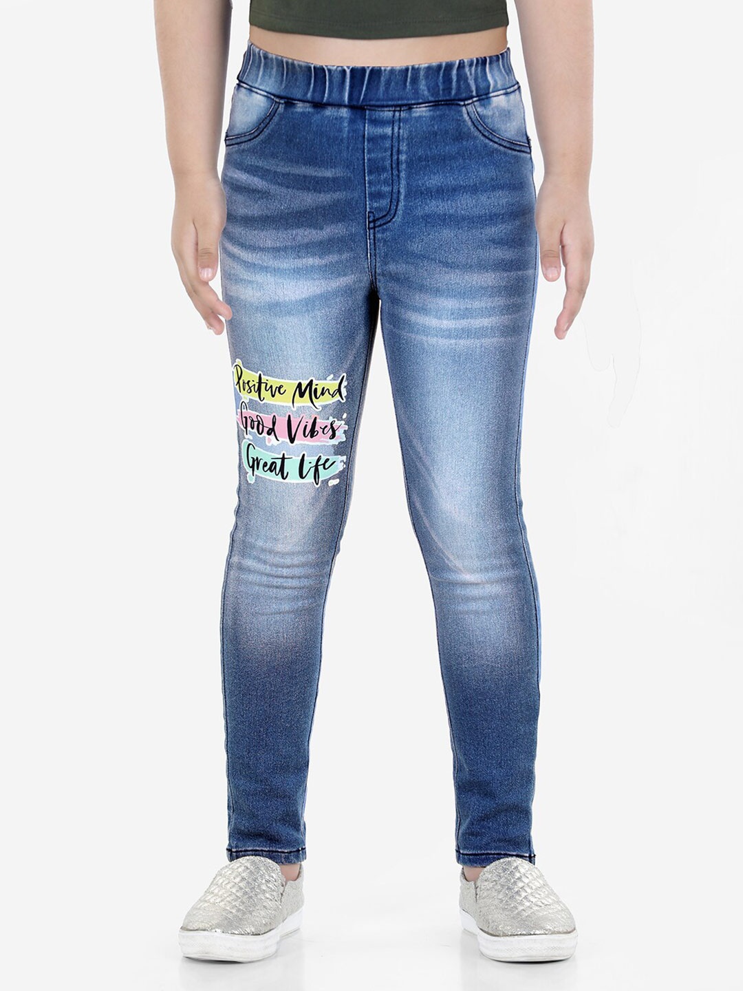 

Naughty Ninos Girls Blue Heavy Fade Printed Jeans