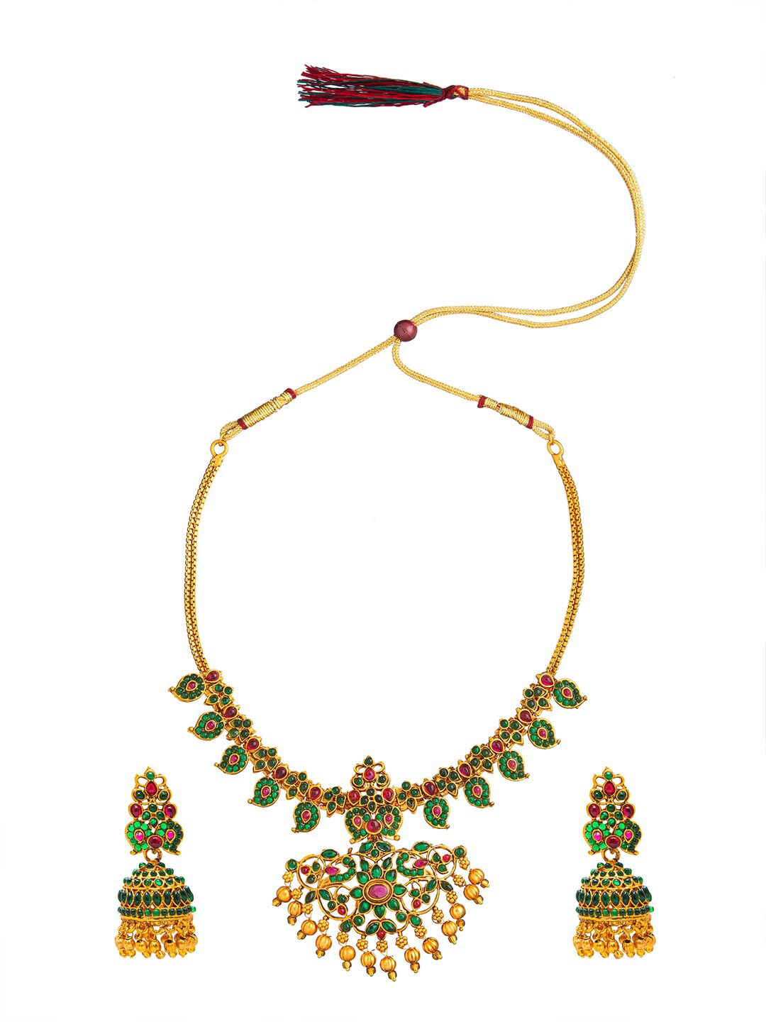 

Shining Jewel - By Shivansh Gold-Toned & Green Brass Gold-Plated Necklace