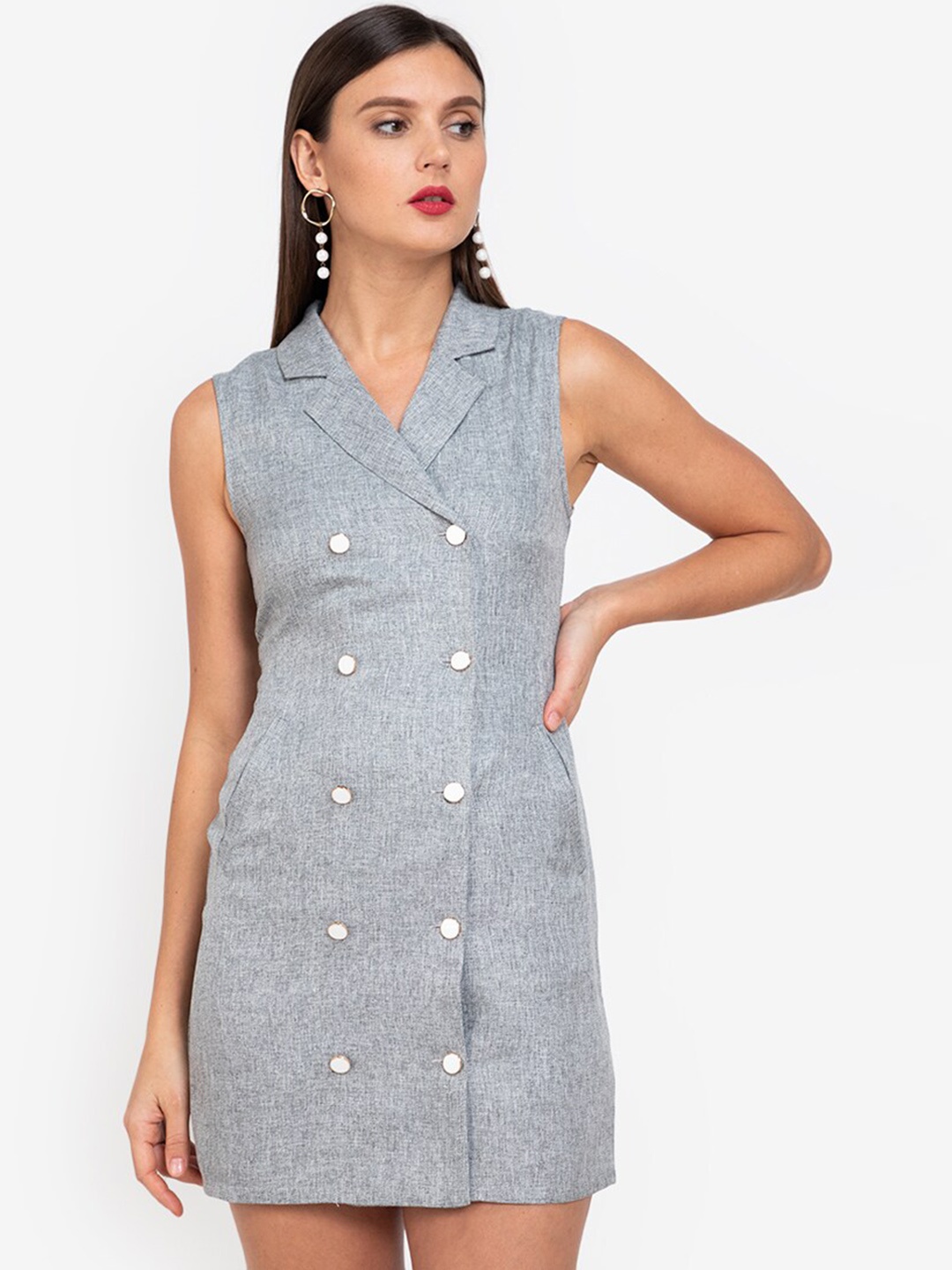 

ZALORA WORK Grey Bodycon Straight Fit Tweed Mini Dress