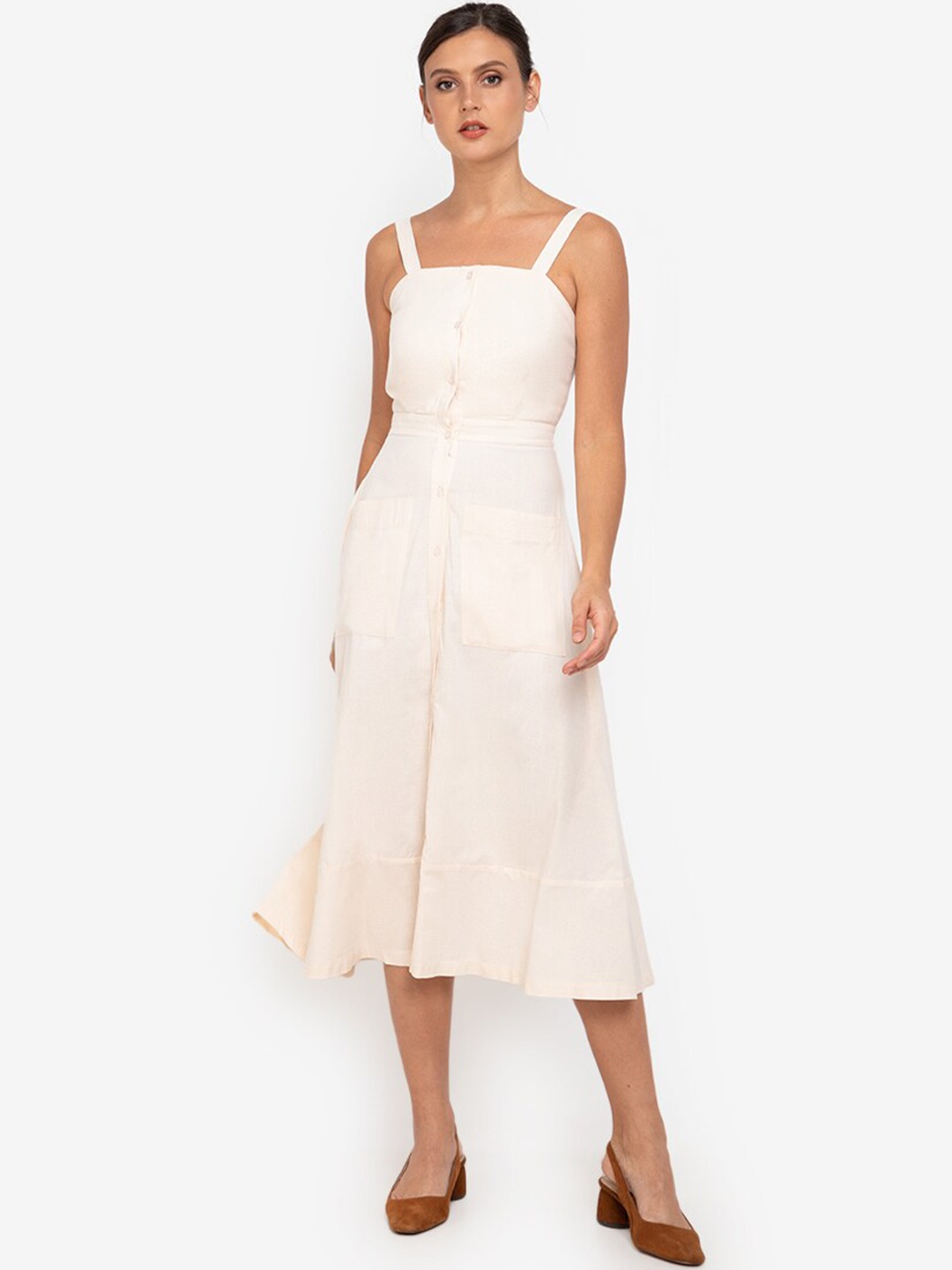 

ZALORA WORK Beige Sheath Midi Dress