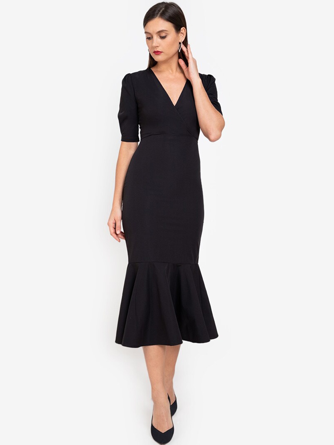 

ZALORA WORK Women Black Solid Bodycon Dress