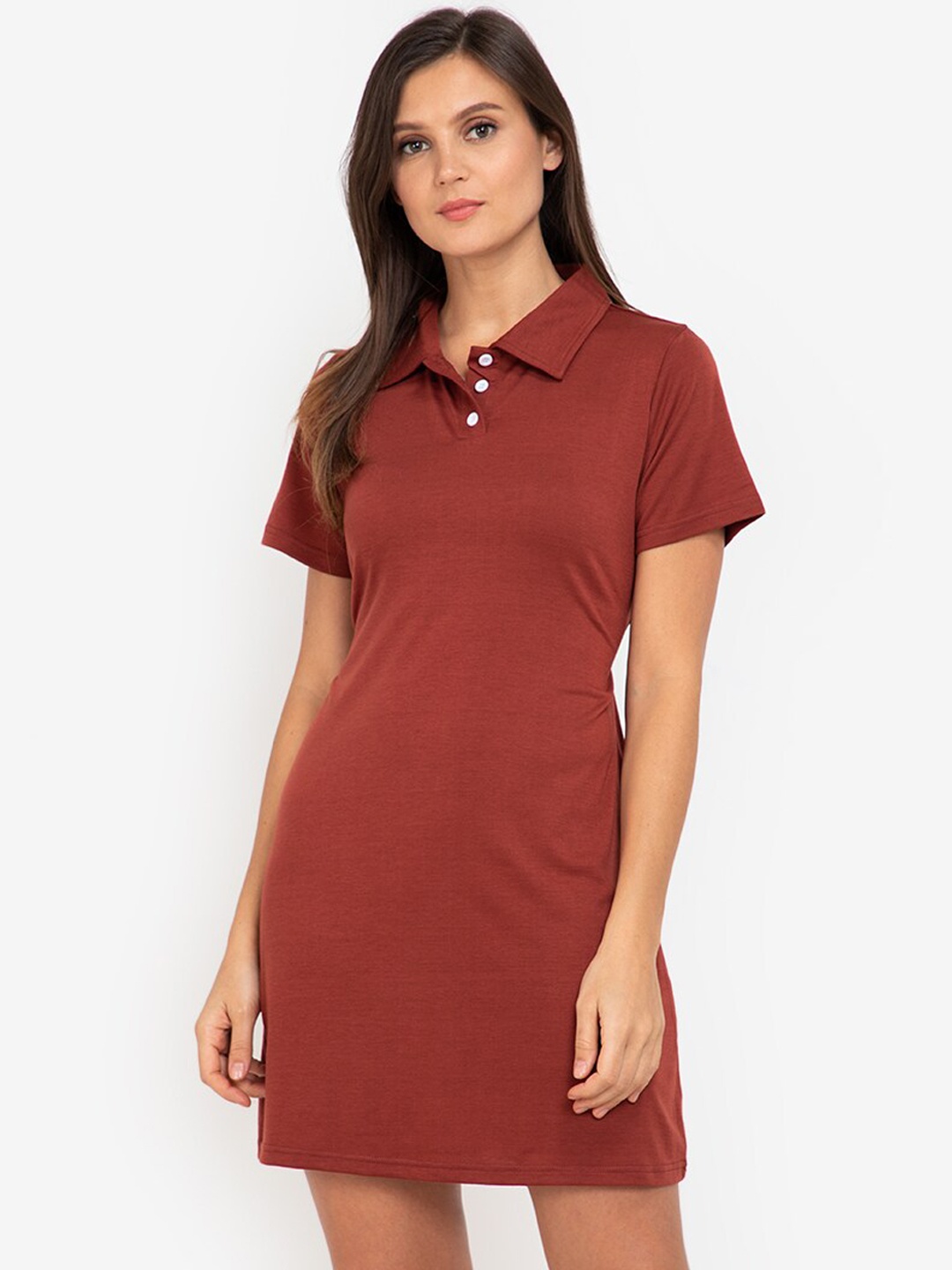 

ZALORA WORK Women Maroon Solid T-shirt Mini Dress