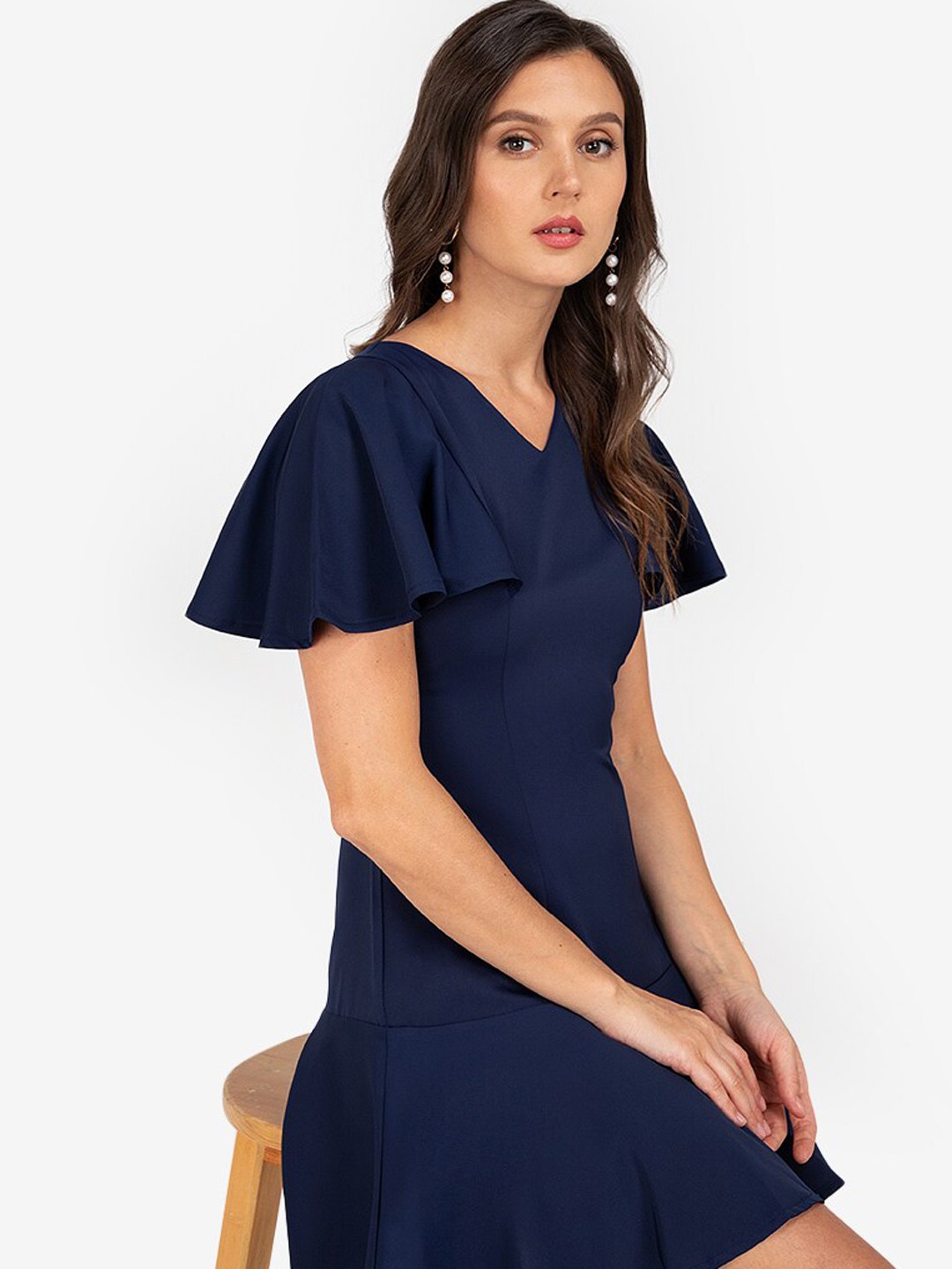 

ZALORA WORK Navy Blue Drop-Waist Mini Dress