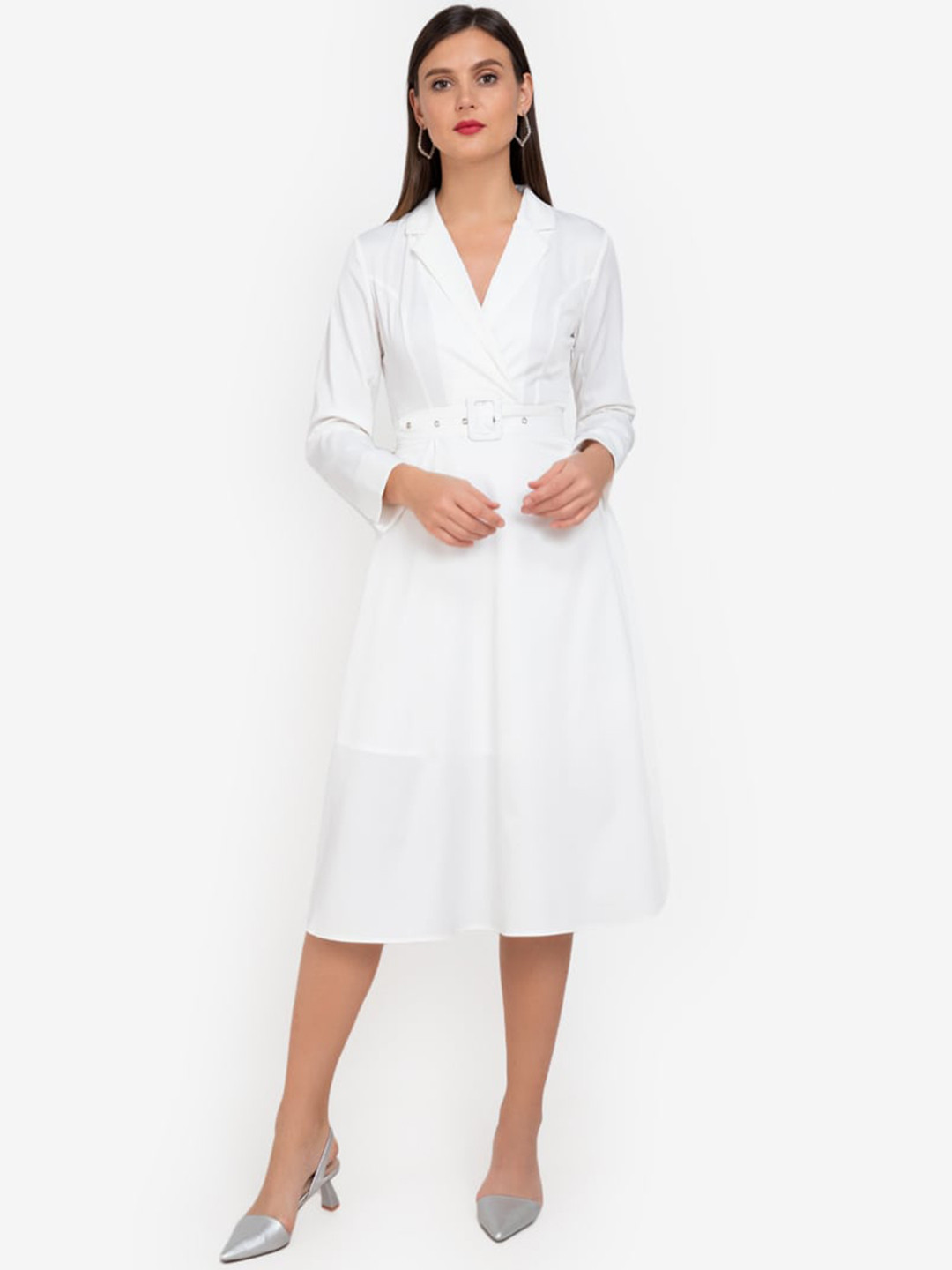 

ZALORA WORK Women White Fit & Flared Dress