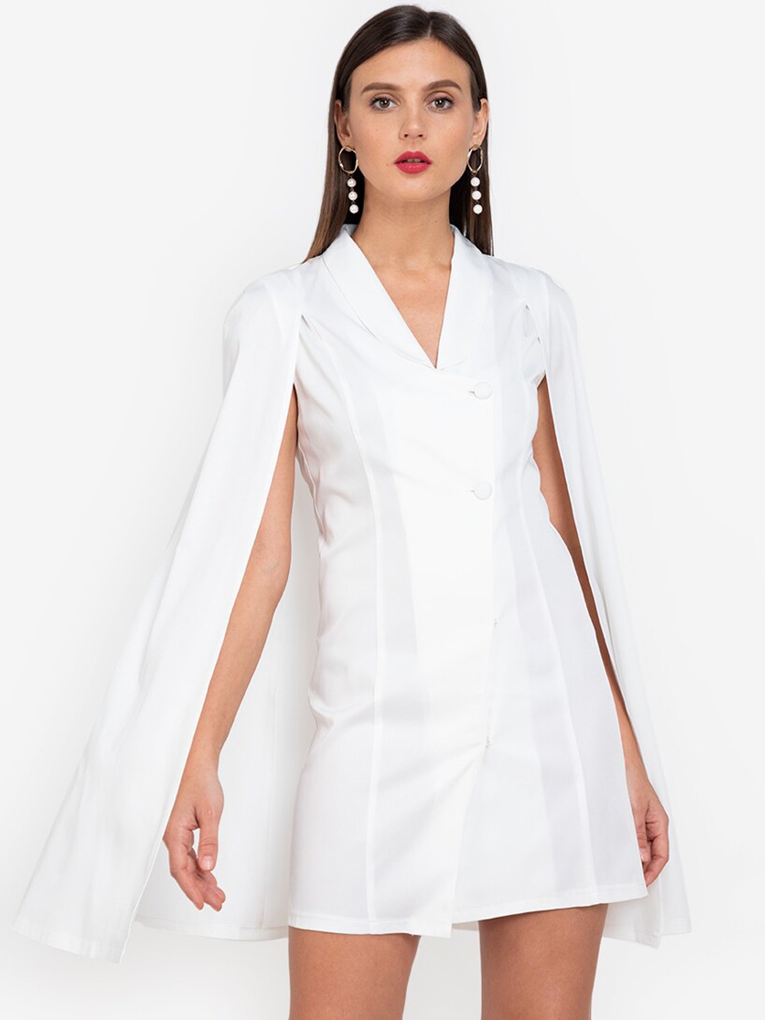 

ZALORA WORK White Shirt Mini Cape Blazer Dress
