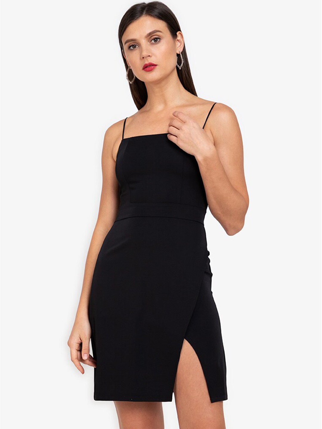 

ZALORA WORK Women Black Solid Sheath Mini Dress