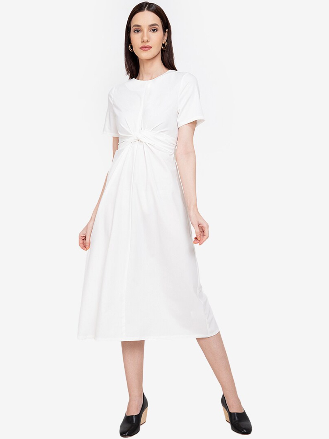 

ZALORA WORK White Waist Knot Sheath Midi Dress