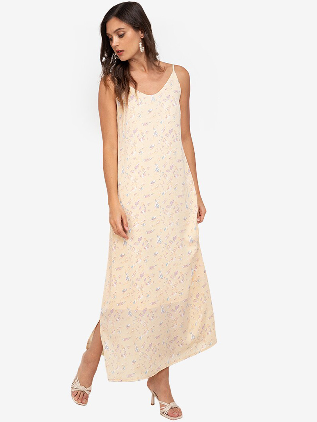 

ZALORA WORK Beige Printed Maxi Dress