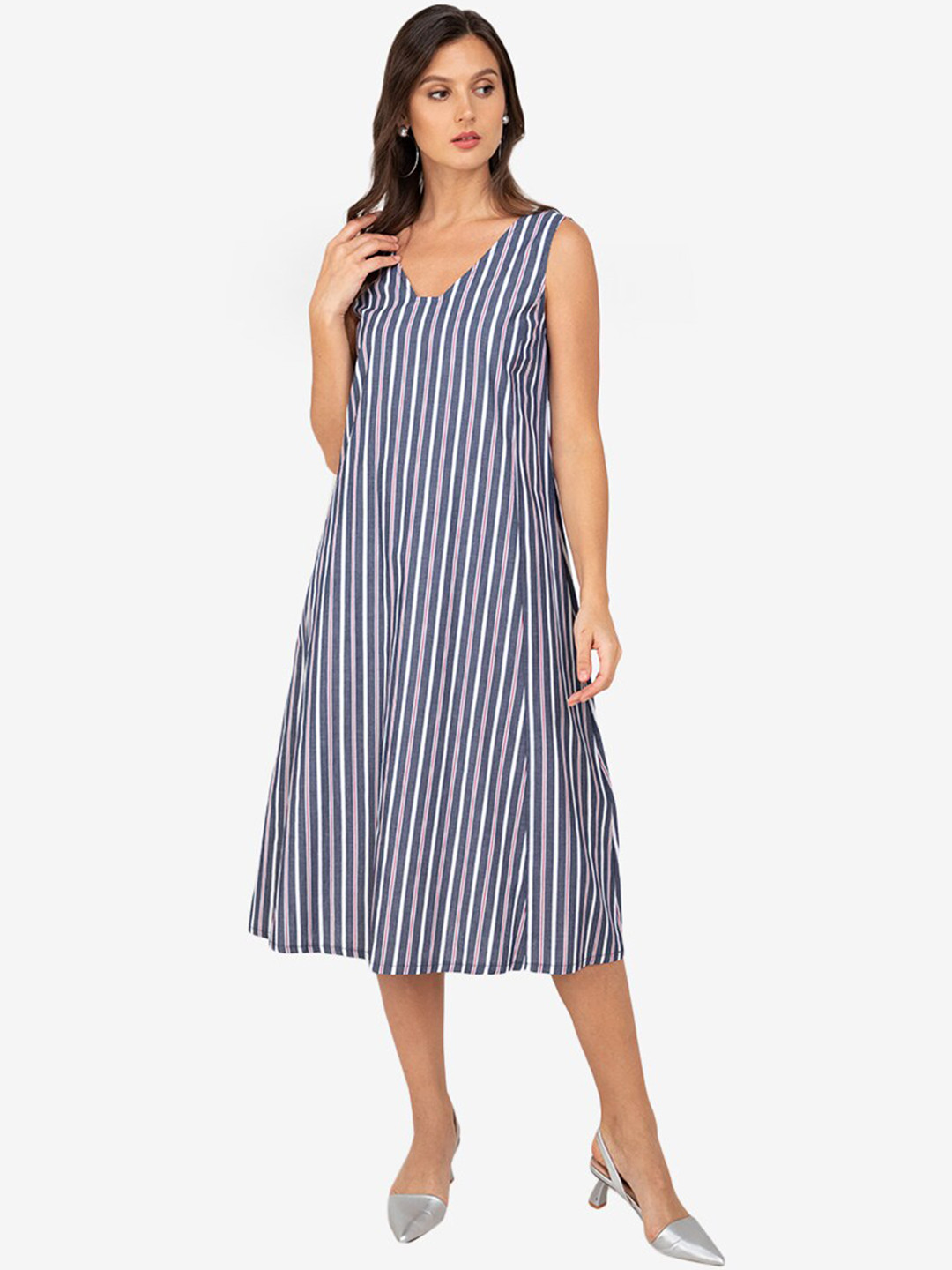 

ZALORA WORK Women Multicoloured Striped A-Line Dress, Multi