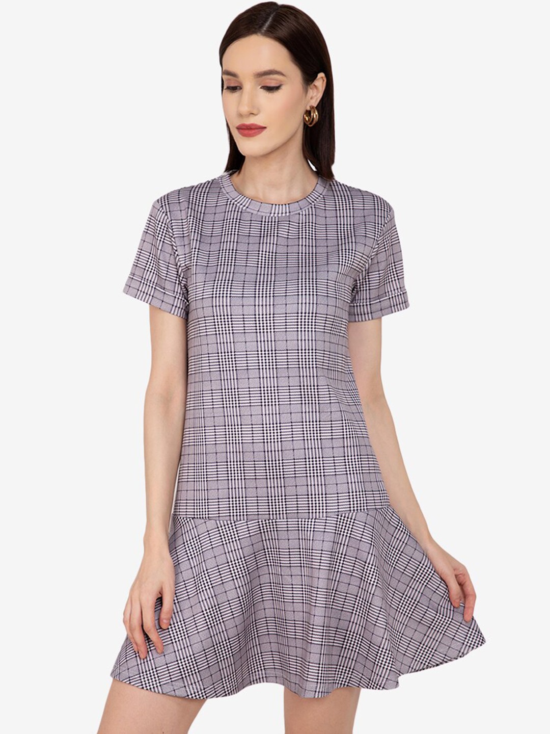 

ZALORA WORK Multicoloured Checked A-Line Mini Dress, Multi