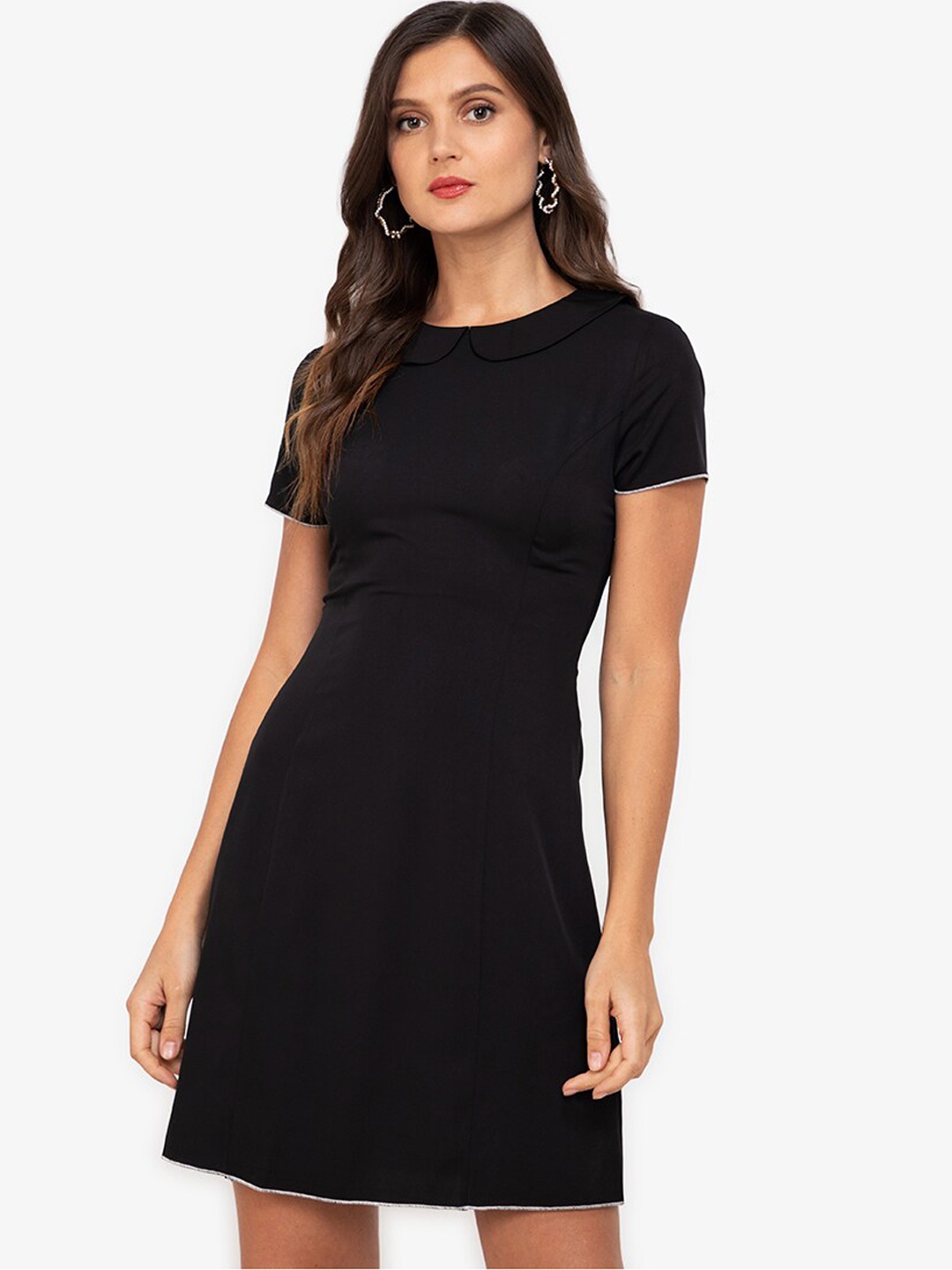 

ZALORA WORK Black Solid Peter Pan Collar Sheath Dress