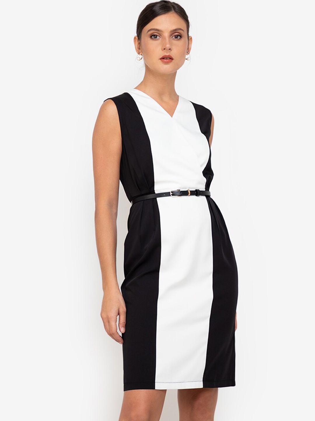 

ZALORA WORK Black & White Colourblocked Sheath Dress