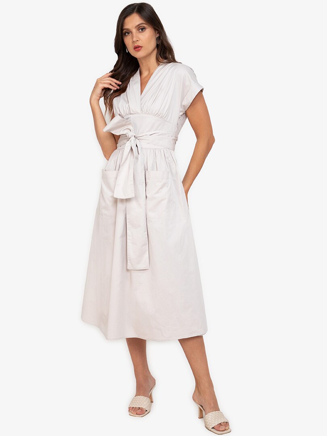 

ZALORA WORK Beige A-Line Dress