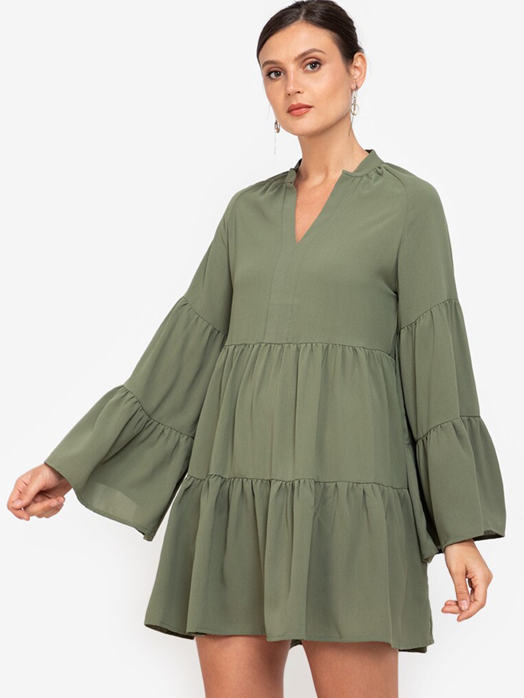 

ZALORA WORK Women Green A-Line Mini Dress