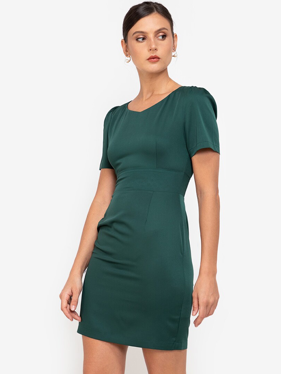 

ZALORA WORK Green Solid Bodycon Mini Dress