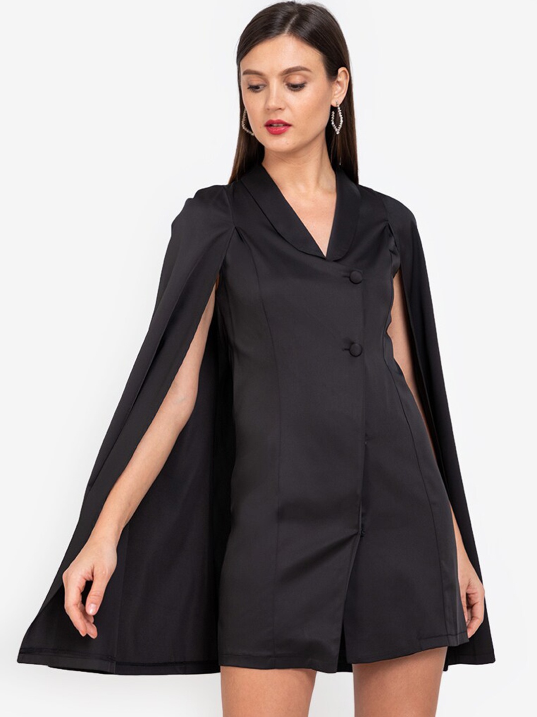 

ZALORA WORK Black Mini Cape Blazer Dress