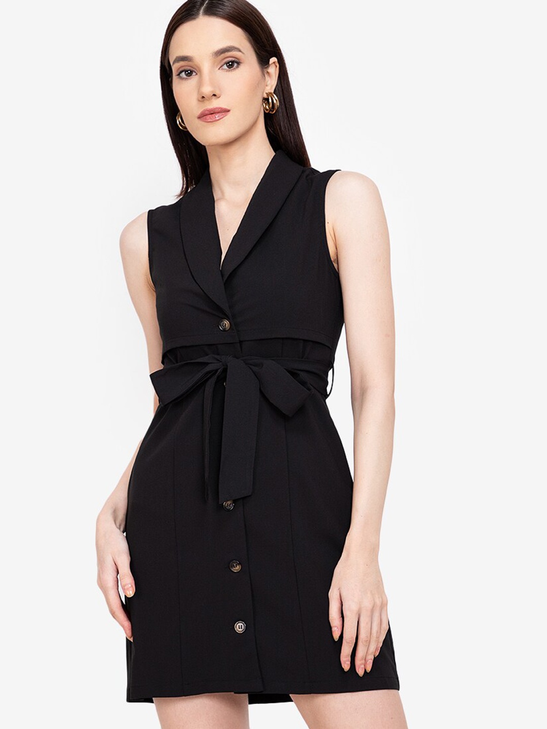 

ZALORA WORK Black Solid Shirt Mini Dress