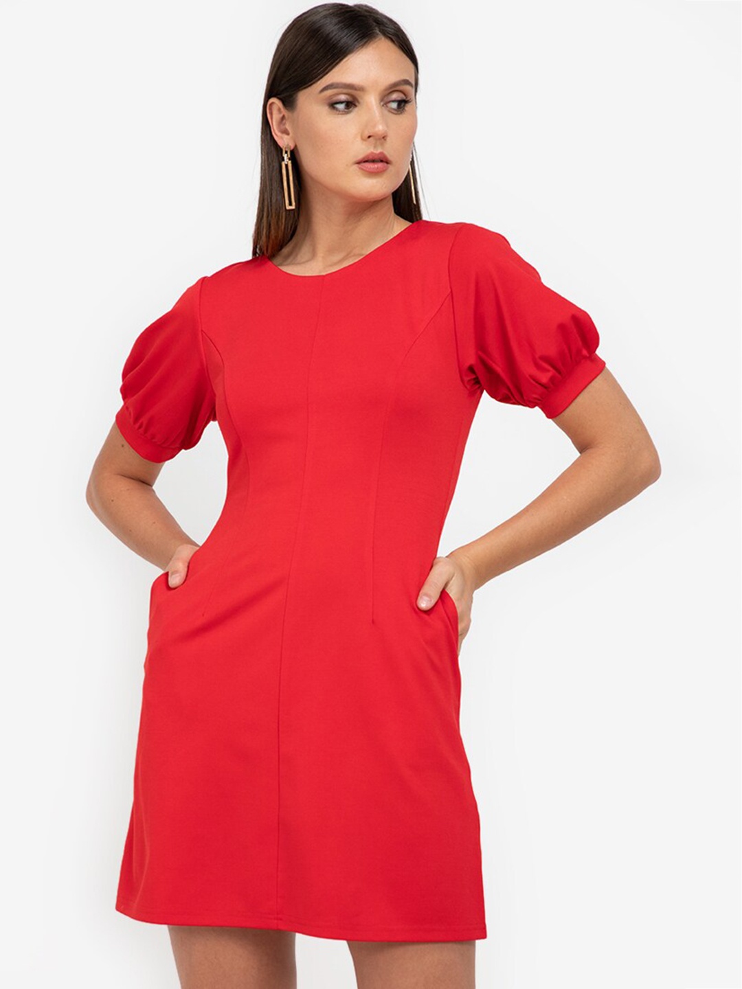 

ZALORA WORK Women Red Solid Sheath Dress