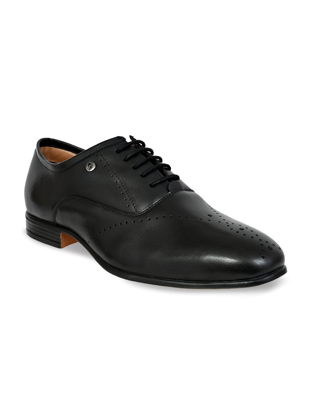 

Allen Cooper Men Black Solid Leather Formal Oxfords