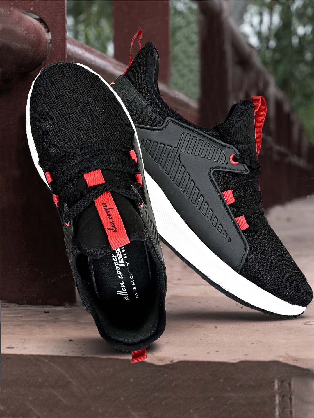 

Allen Cooper Men Black Mesh Running Non-Marking Shoes