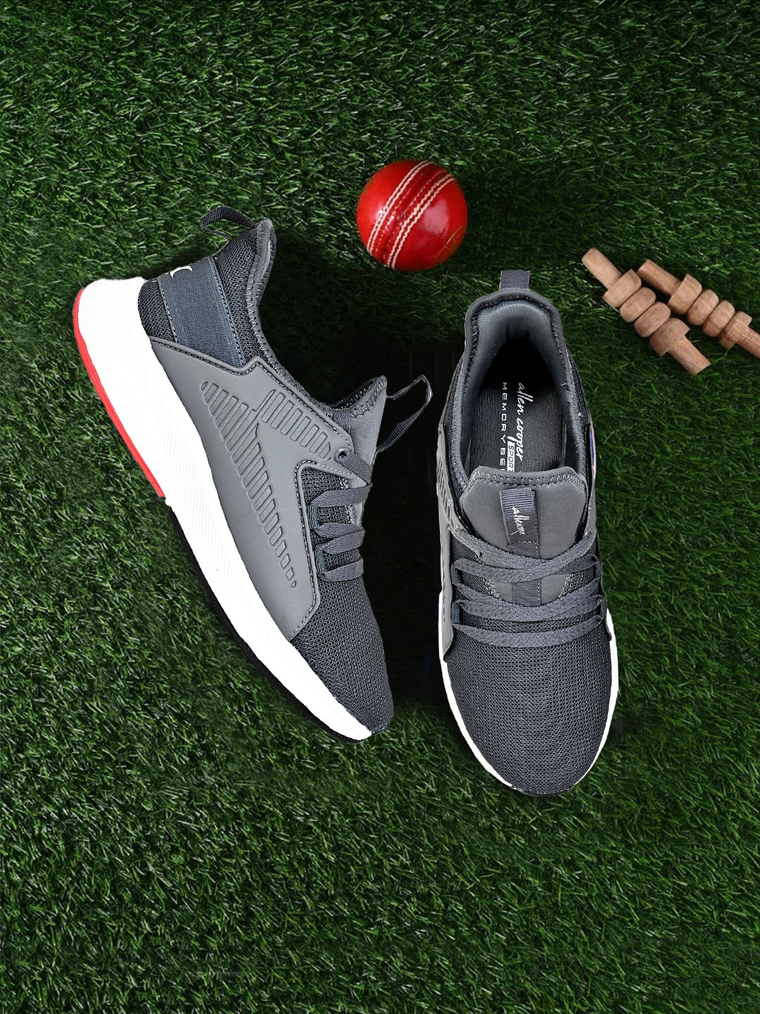 

Allen Cooper Men Grey Mesh Running Non-Marking Shoes