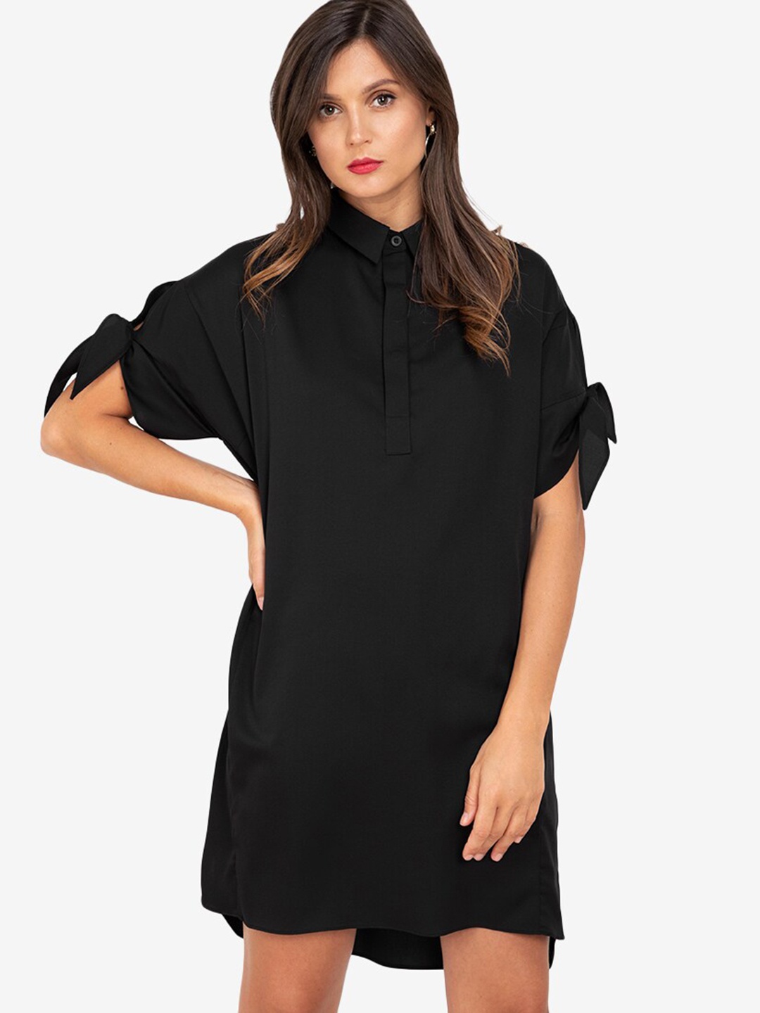 

ZALORA WORK Black Oversized Shirt Dress