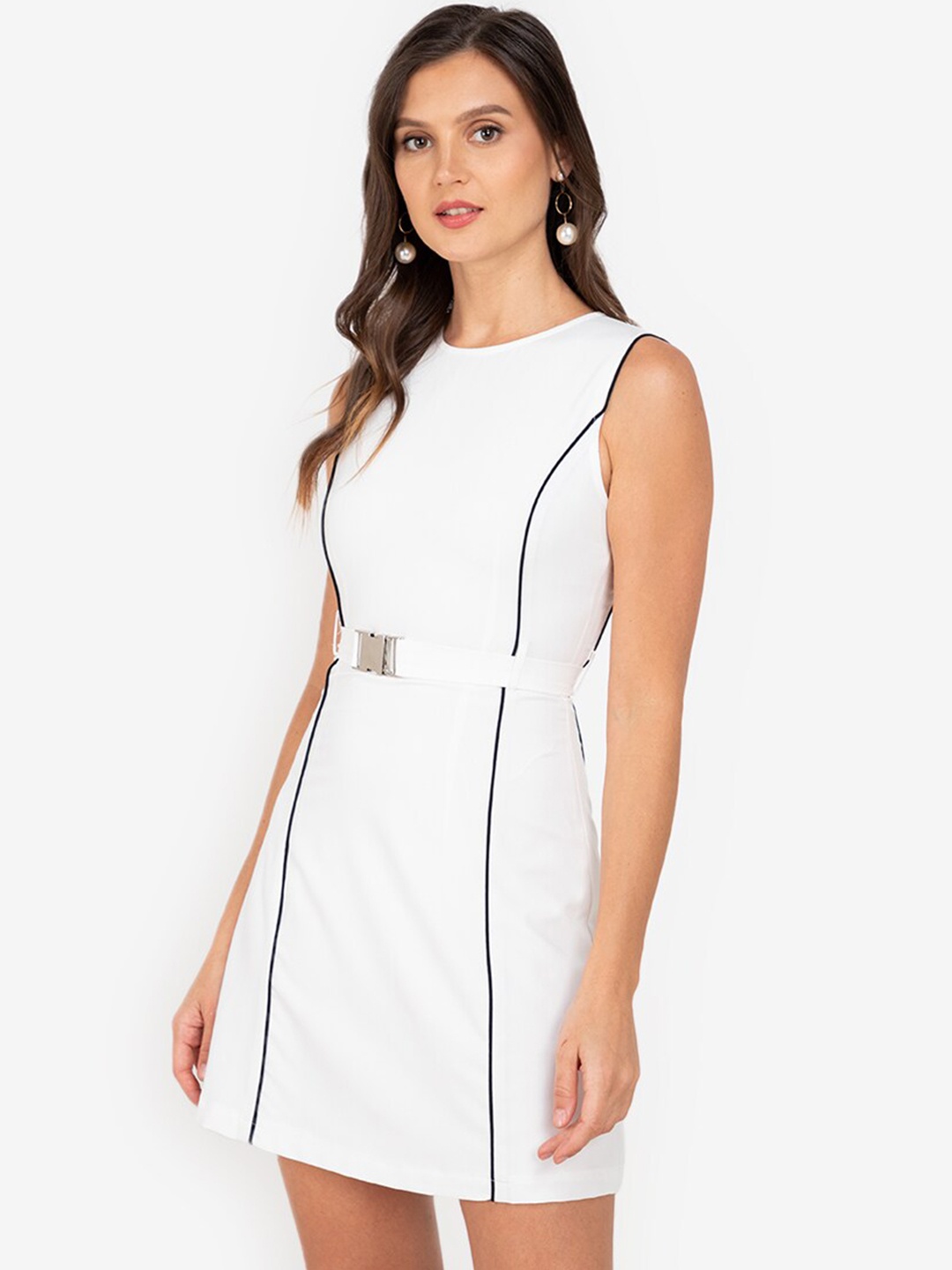 

ZALORA WORK White Solid Sheath Mini Dress