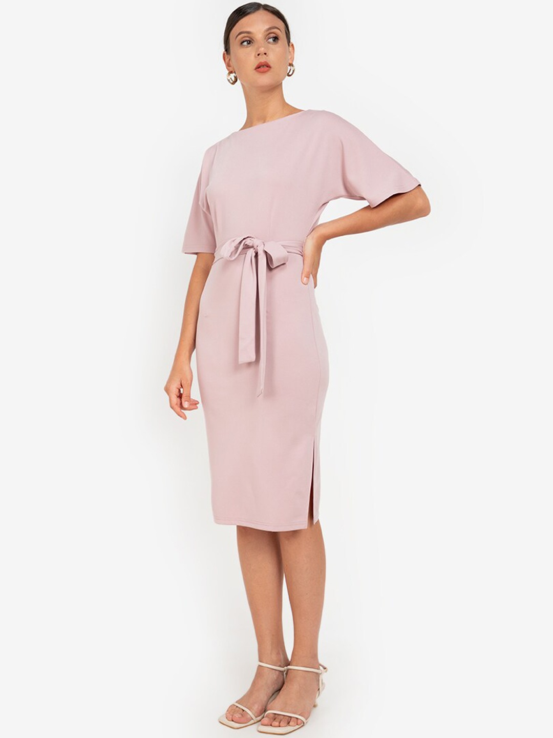 

ZALORA WORK Rose Boat Neck Sheath Formal Dress